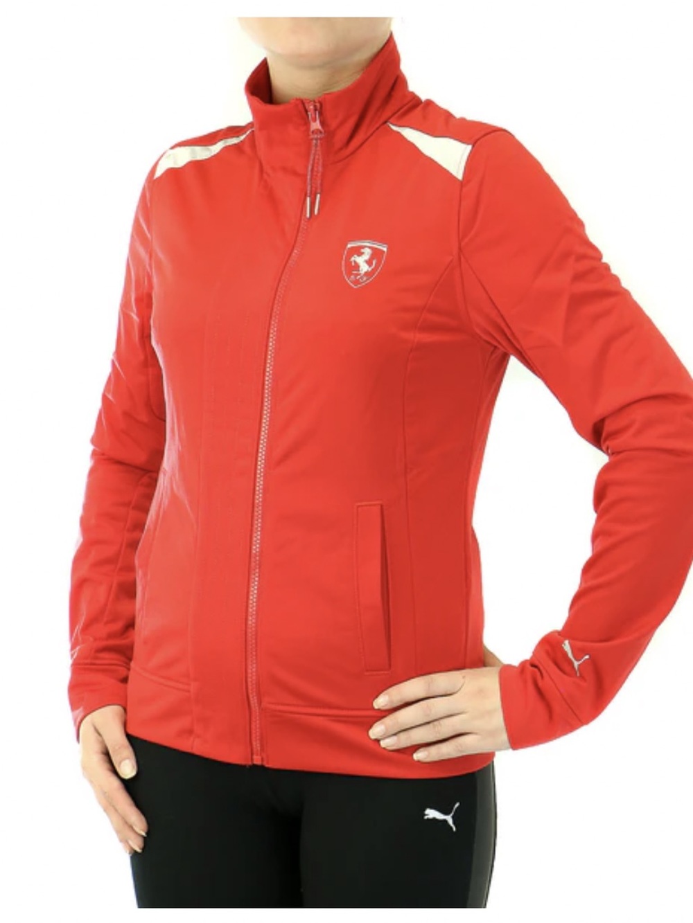 y2k Puma Ferrari Track Jacket Womens medium Red Full Zip Logo sporty fitted